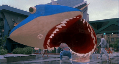 Marty being eaten by ‘holographic Jaws.’