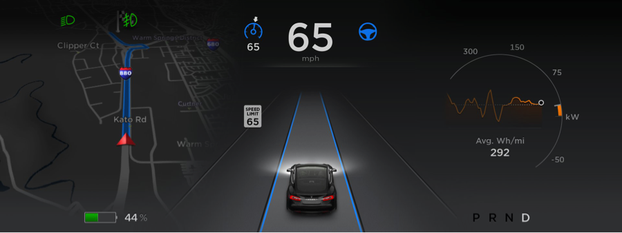 The dashboard inside a Tesla vehicle (Source: Tesla Motors)