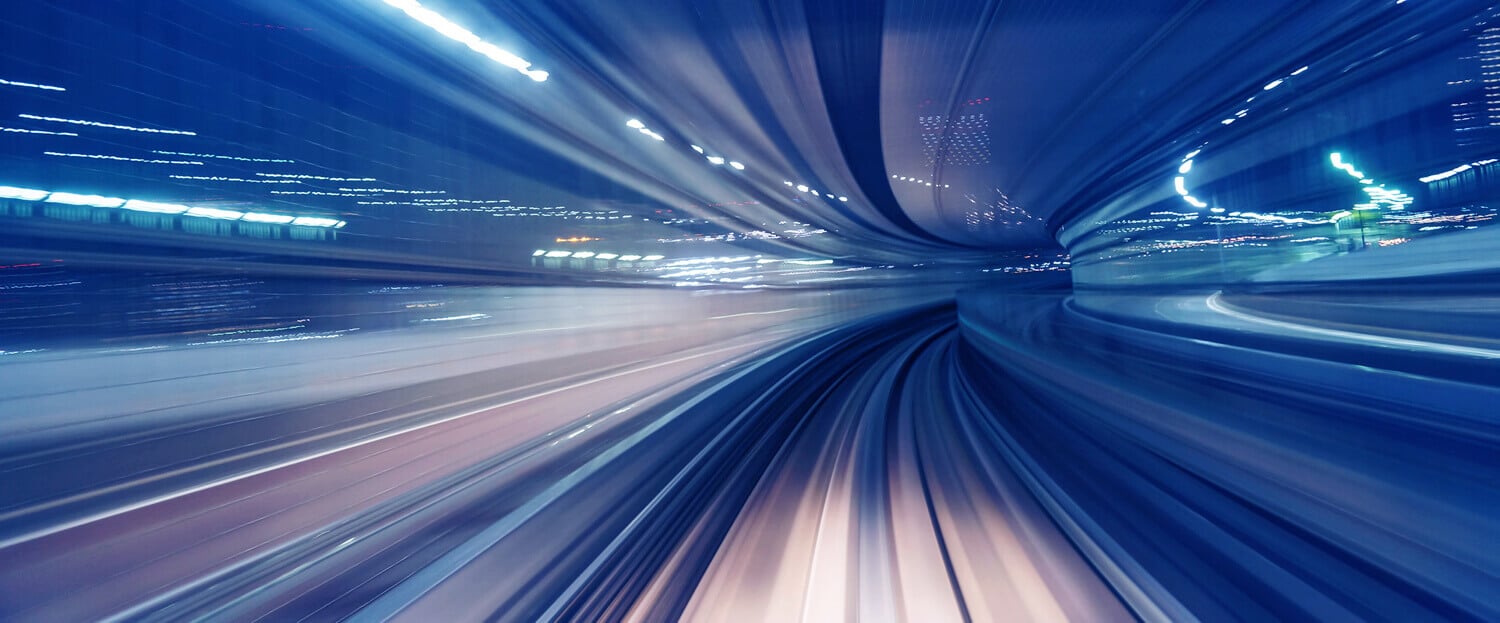 speeding through a monorail tunnel