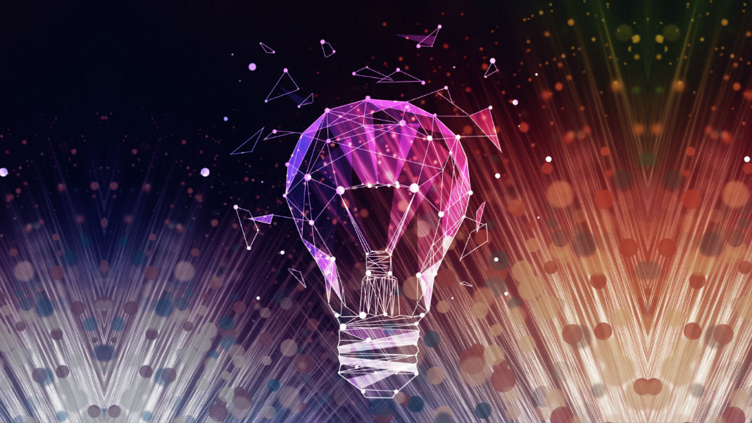 business design innovation abstract polygonal light bulb colorful